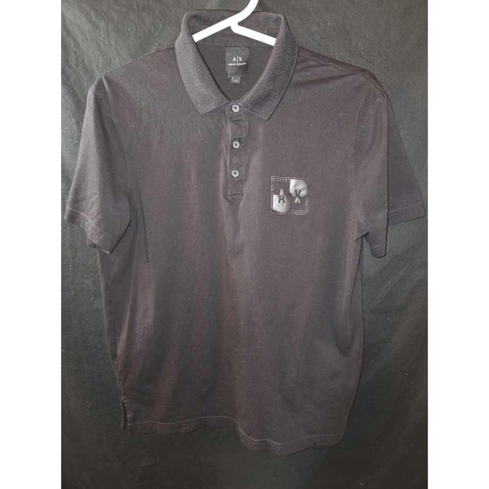 Armani Exchange AX Men's Size Medium‎ Organic Cotton Polo Shirt Black NWOT